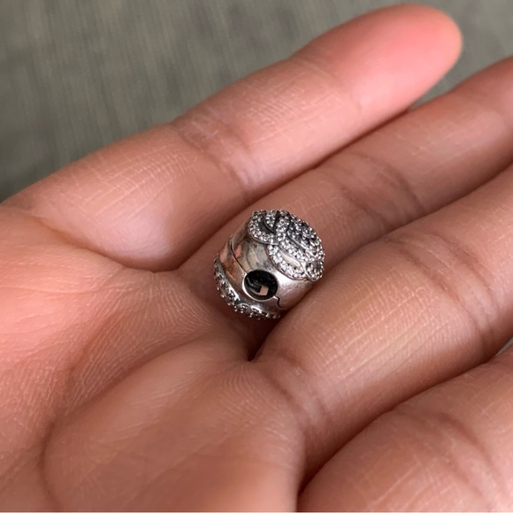 Retired Pandora Shimmering Rose Safety Clip Stopper Charm EUC - Picture 8 of 12